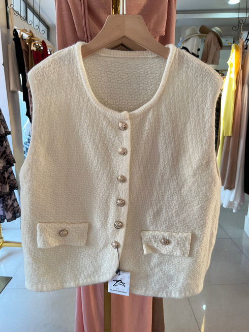 Women Casual Knitted Single Buttons Waistcoat